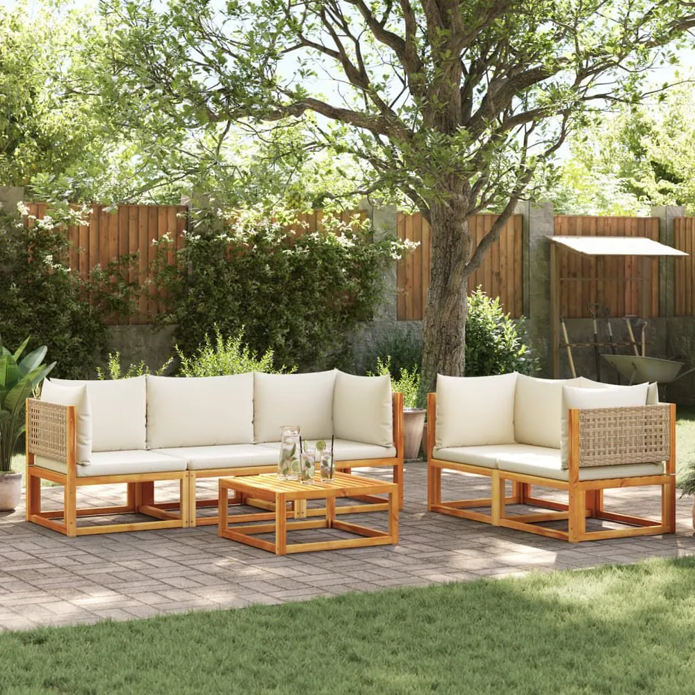 Iluminação LED 6 pcs conjunto de sofás de jardim com almofadões acácia maciç