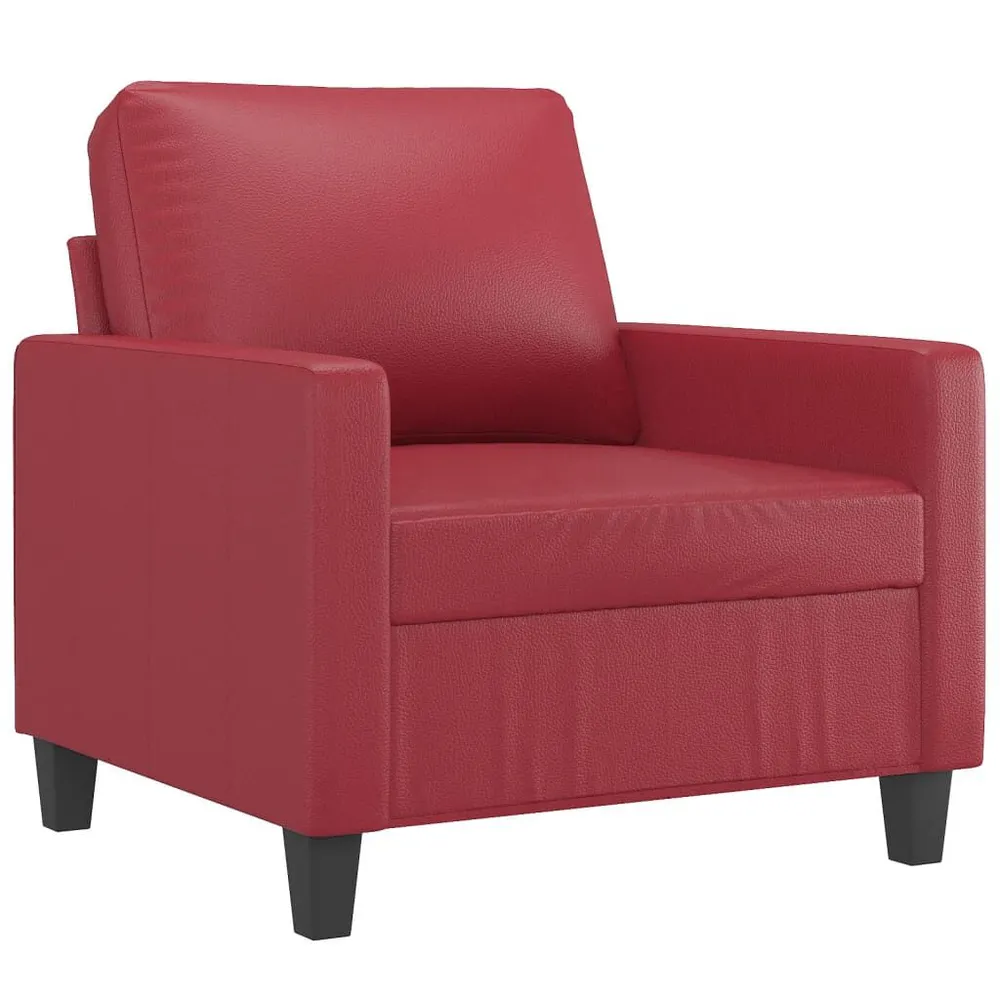 Iluminação LED Poltrona 60 cm couro artificial vermelho tinto