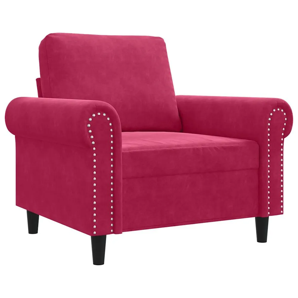 Iluminação LED Poltrona 60 cm veludo vermelho-tinto