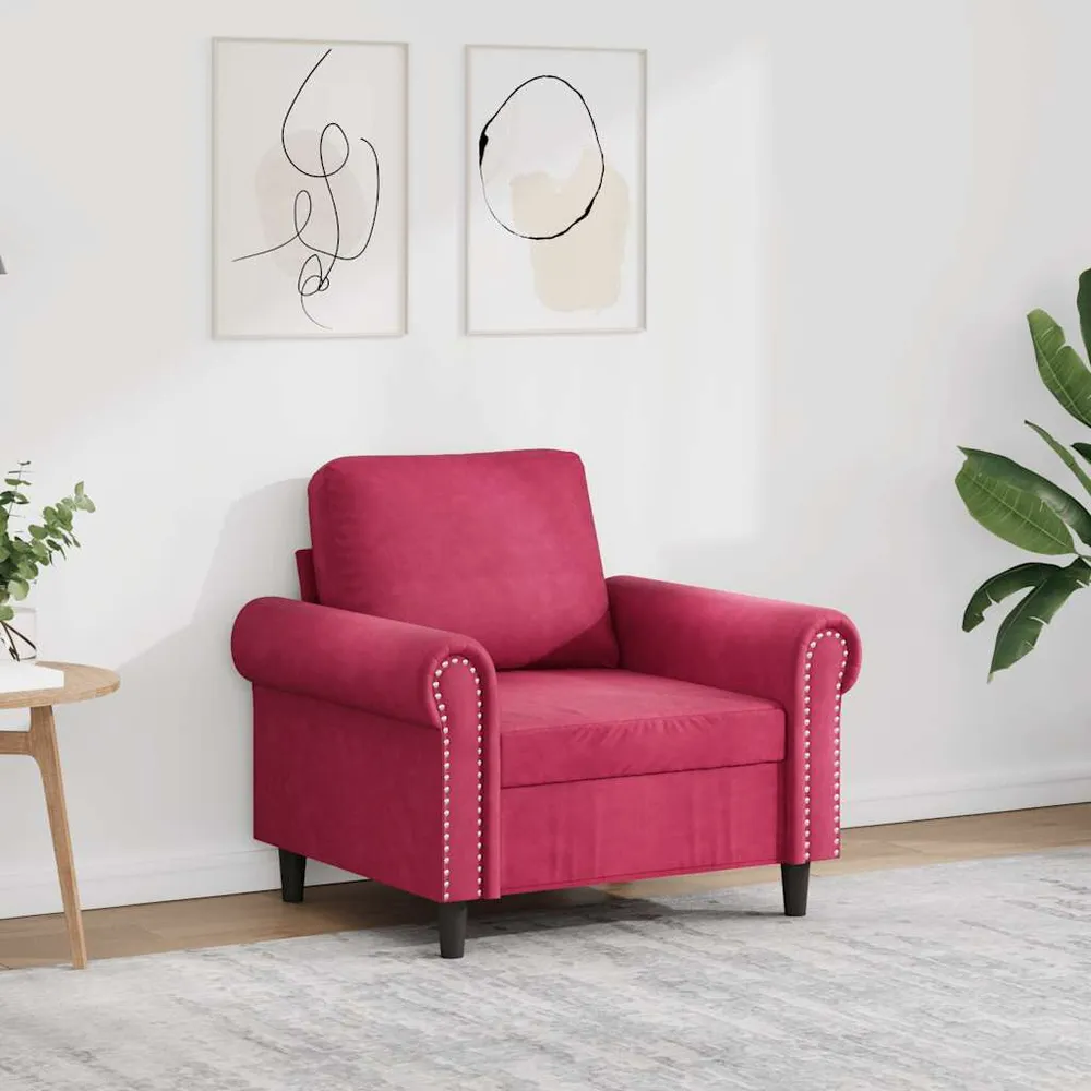 Iluminação LED Poltrona 60 cm veludo vermelho-tinto