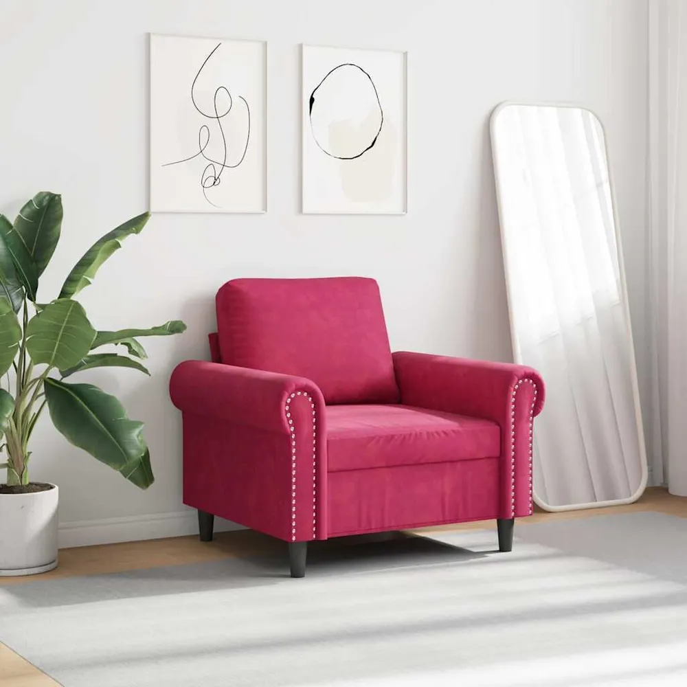 Iluminação LED Poltrona 60 cm veludo vermelho-tinto