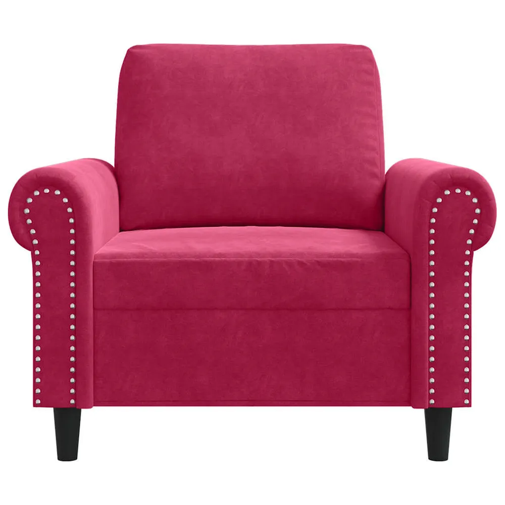 Iluminação LED Poltrona 60 cm veludo vermelho-tinto