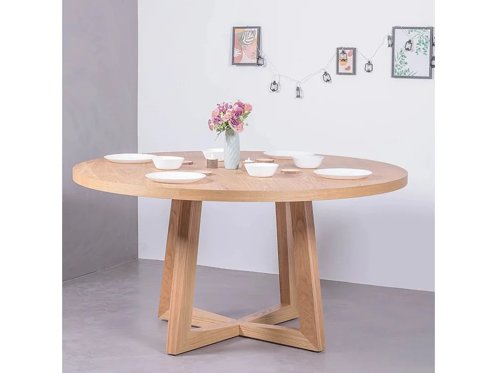 Mesa de jantar redonda em cinza genuíno (150cm) - Soho - Cinza Natural