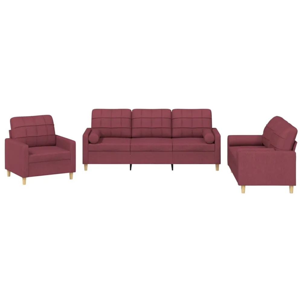 OEM Original 3 pcs conjunto de sofás com almofadas tecido vermelho-tinto
