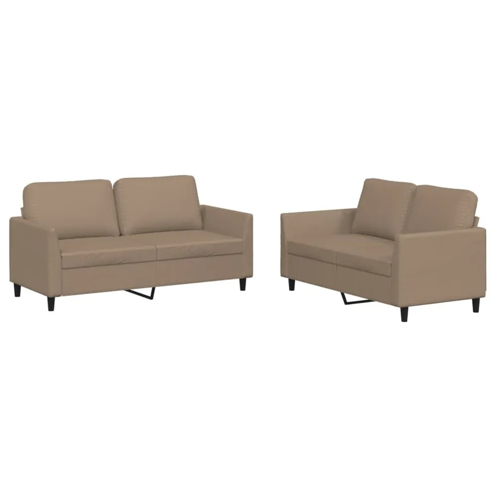 OEM Original 2 pcs conjunto sofás com almofadões couro artif. cor cappuccino