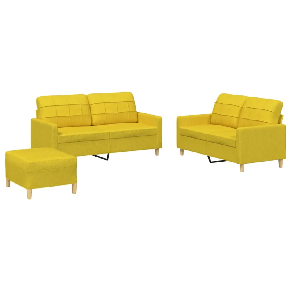 OEM Original 3 pcs conjunto de sofás com almofadões tecido amarelo-claro