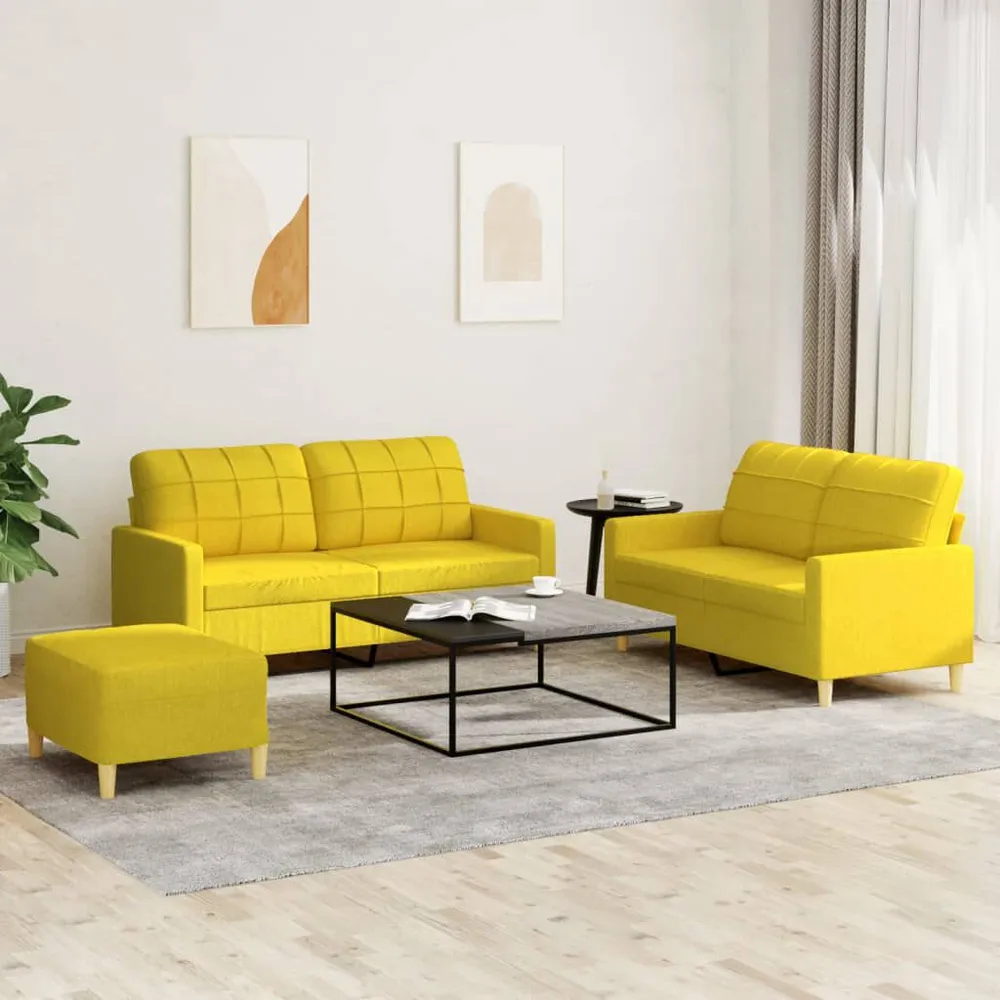 OEM Original 3 pcs conjunto de sofás com almofadões tecido amarelo-claro