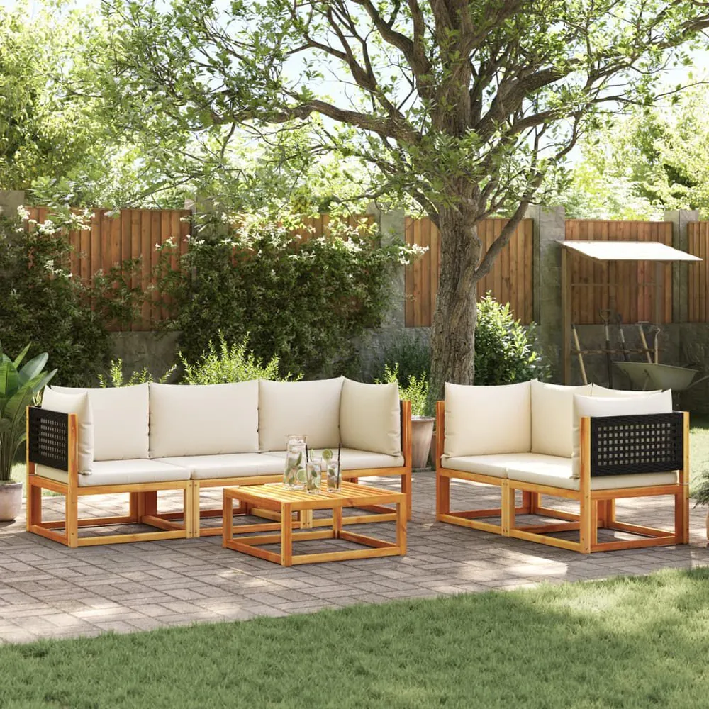 OEM Original 6 pcs conjunto de sofás de jardim com almofadões acácia maciç