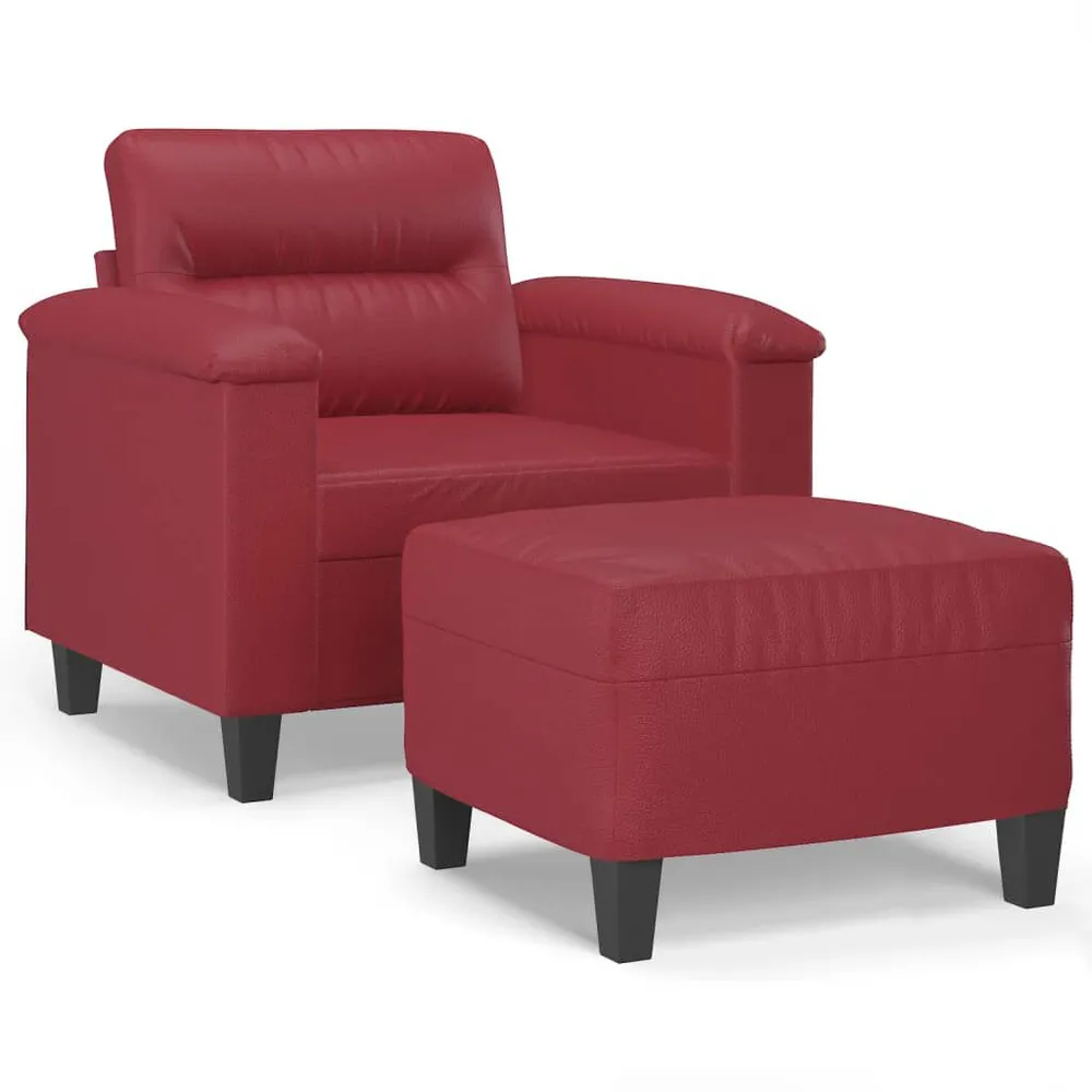 OEM Original Poltrona com apoio de pés 60 cm couro artificial vermelho tinto