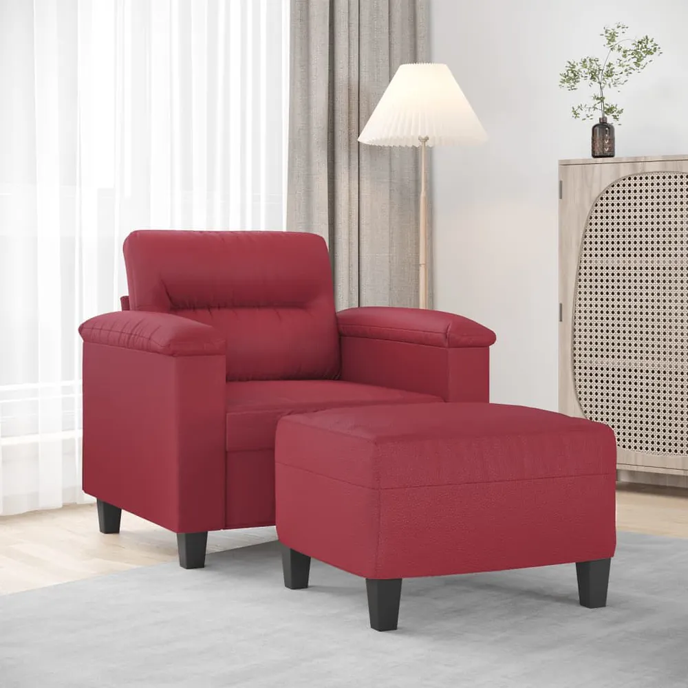 OEM Original Poltrona com apoio de pés 60 cm couro artificial vermelho tinto
