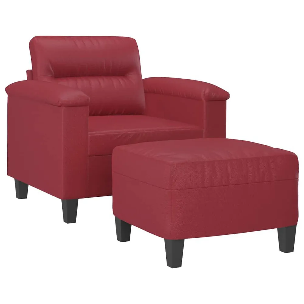 OEM Original Poltrona com apoio de pés 60 cm couro artificial vermelho tinto