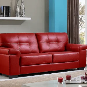 OEM Original Sofás 3 lugares em pele de vaca Vermelho - HAZEL