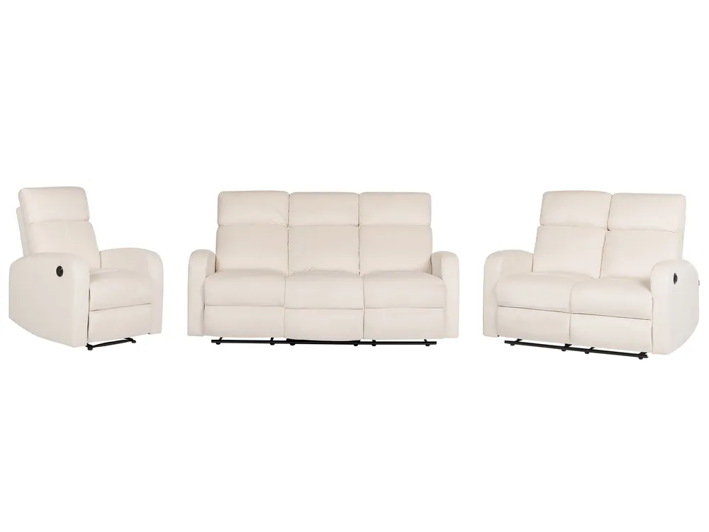 Organizador para RV Conjunto de sofás 6 lugares eletricamente reclináveis em veludo branco-creme VERDAL