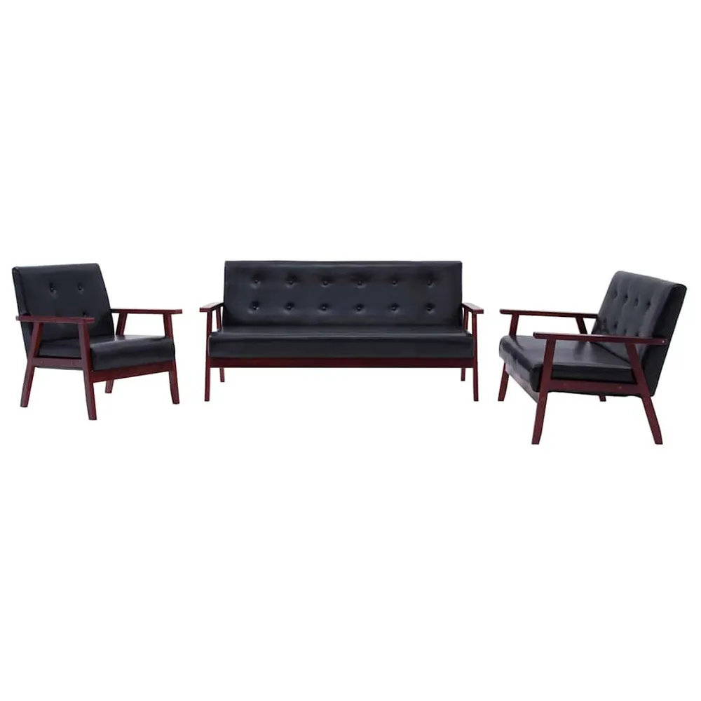 Organizador para RV Conjunto de sofás 3 pcs couro artificial preto