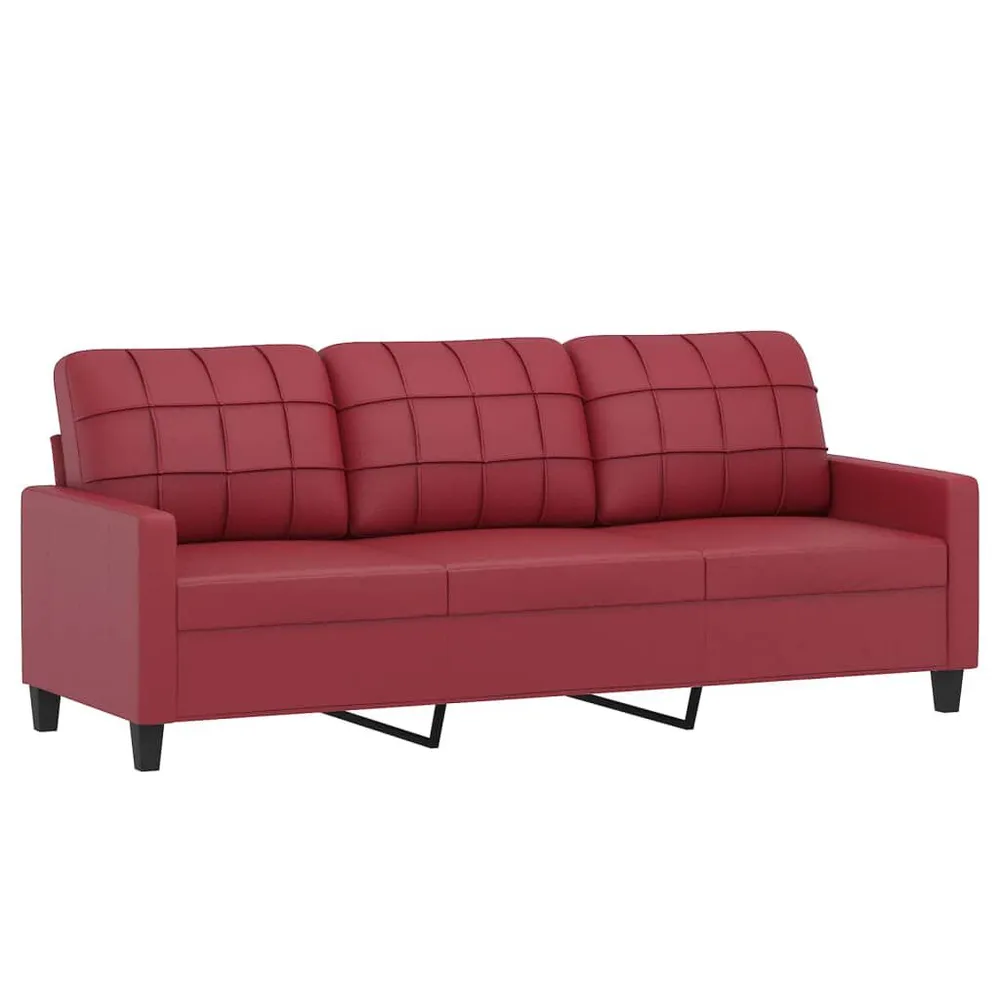 Organizador para RV 3 pcs conjunto sofás com almofadões couro artif. vermelho tinto