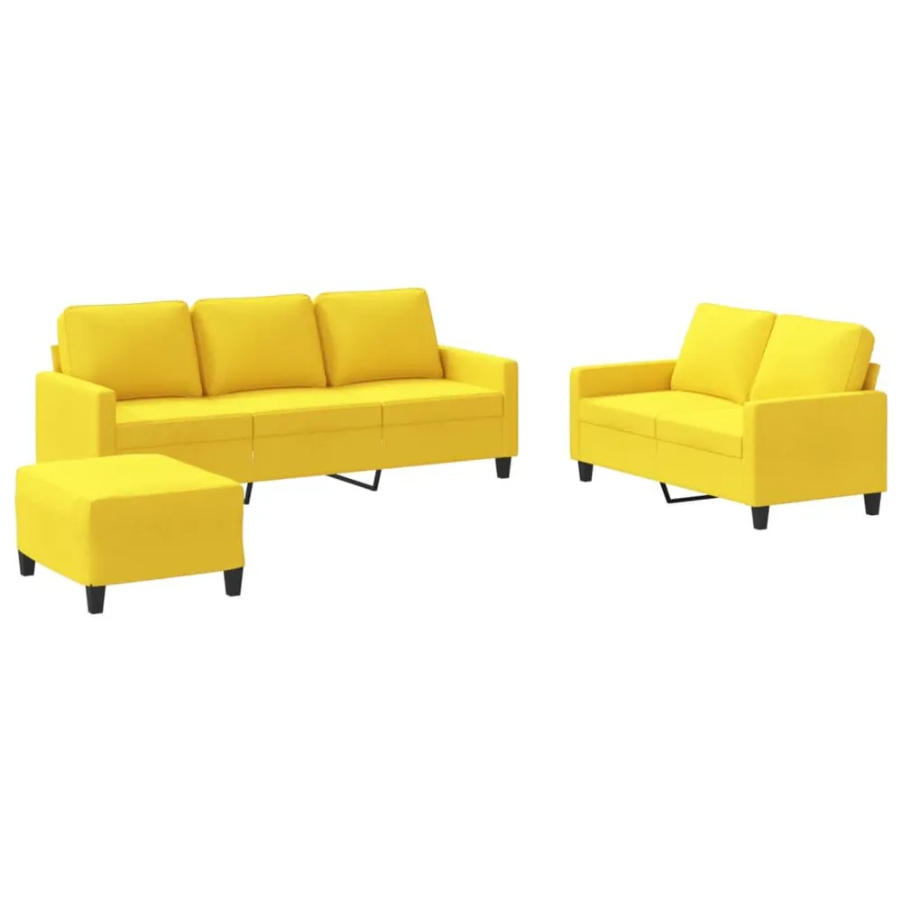 Organizador para RV 3 pcs conjunto de sofás com almofadões tecido amarelo-claro