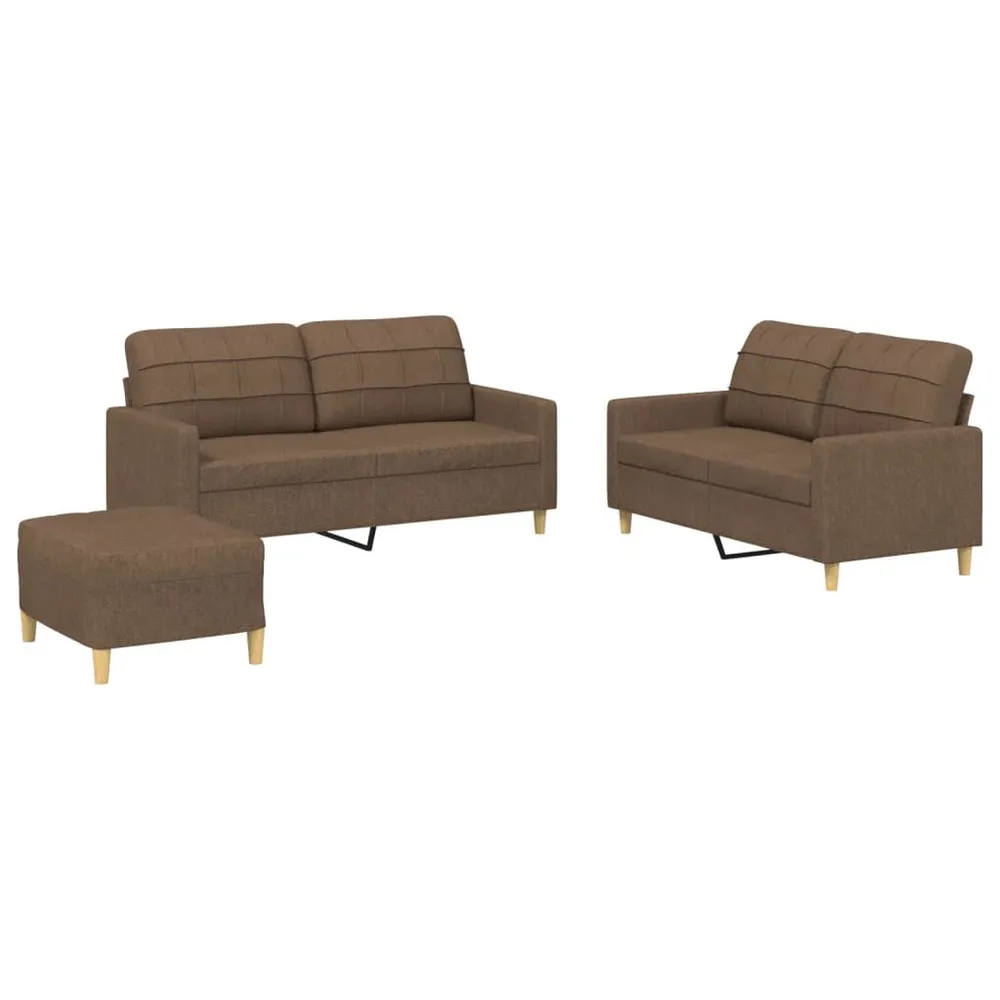 Organizador para RV 3 pcs conjunto de sofás com almofadões tecido castanho