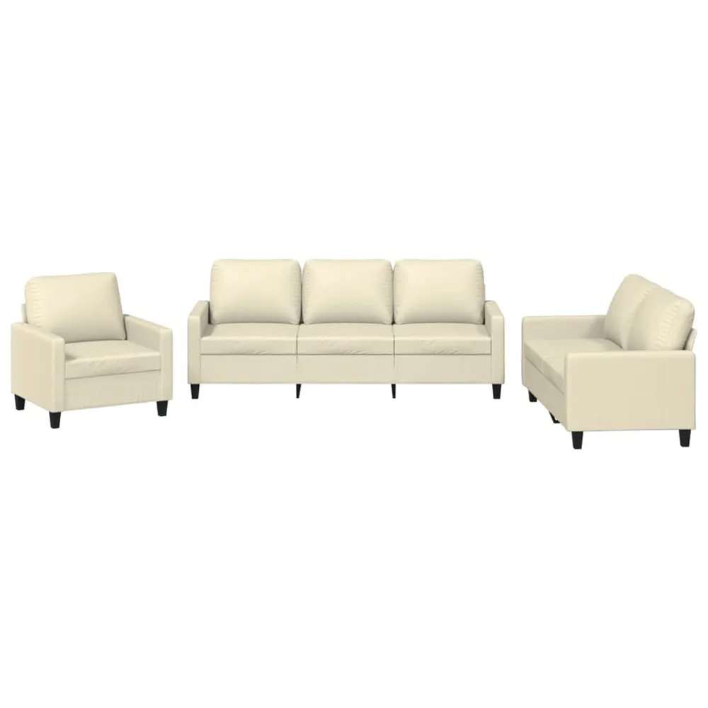 Organizador para RV 3 pcs conjunto sofás com almofadões couro artificial cor creme