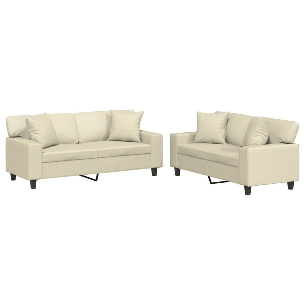 Organizador para RV 2 pcs conjunto de sofás com almofadas couro artificial creme