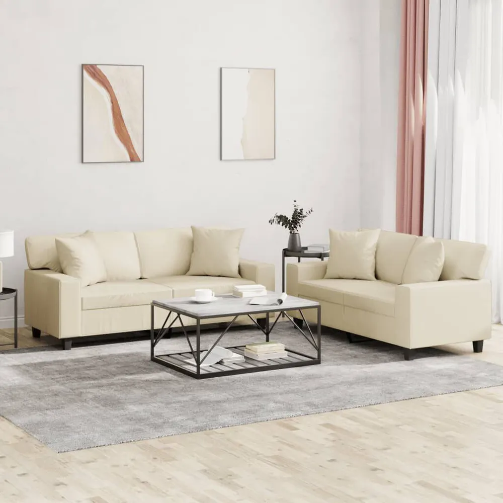 Organizador para RV 2 pcs conjunto de sofás com almofadas couro artificial creme