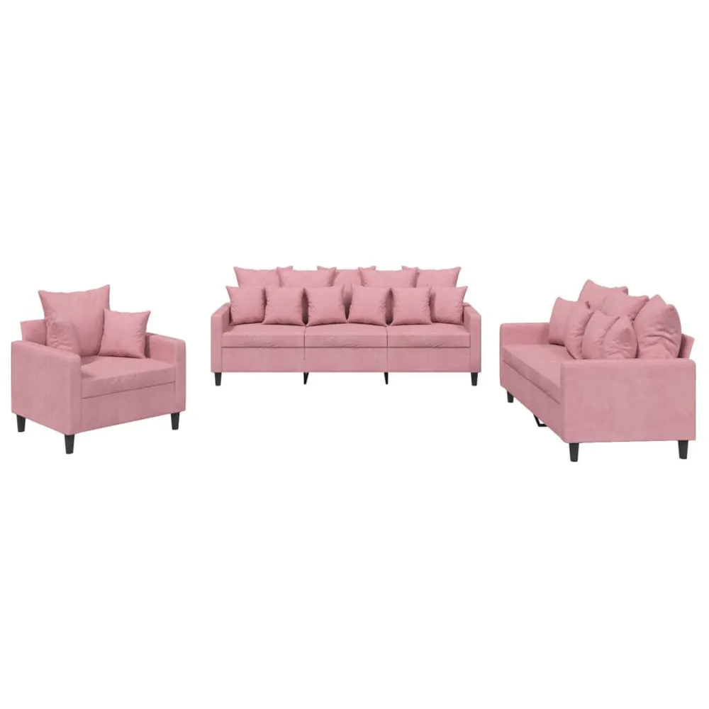 Organizador para RV 3 pcs conjunto de sofás com almofadões veludo rosa