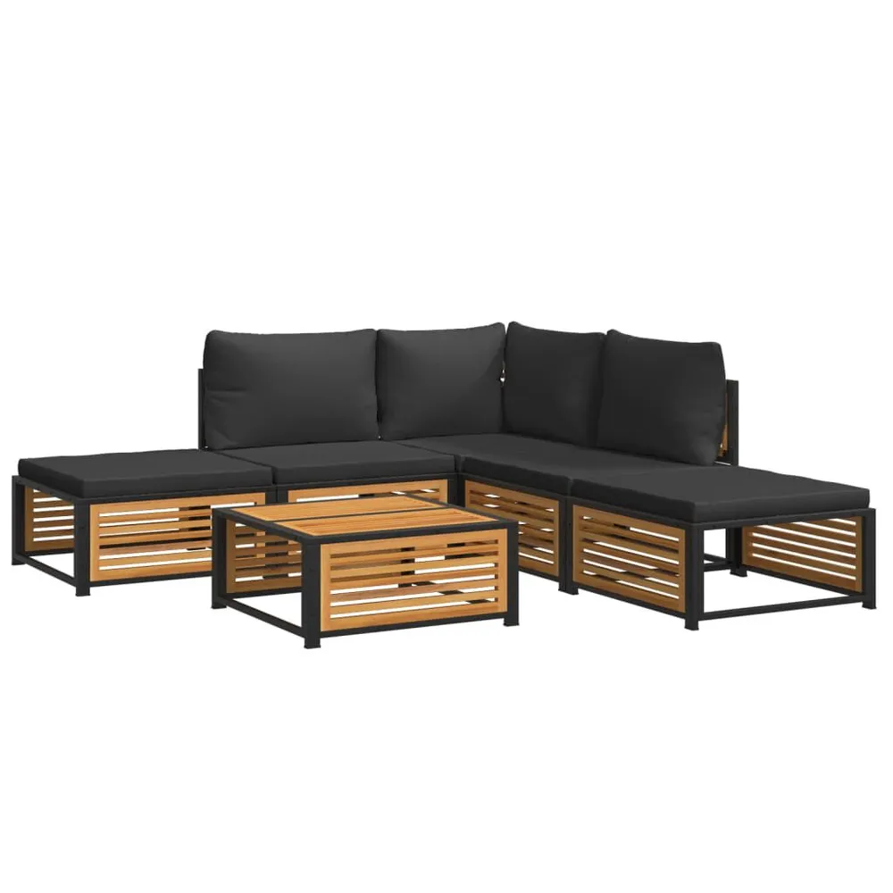 Organizador para RV 6 pcs conjunto de sofás de jardim com almofadões acácia maciç