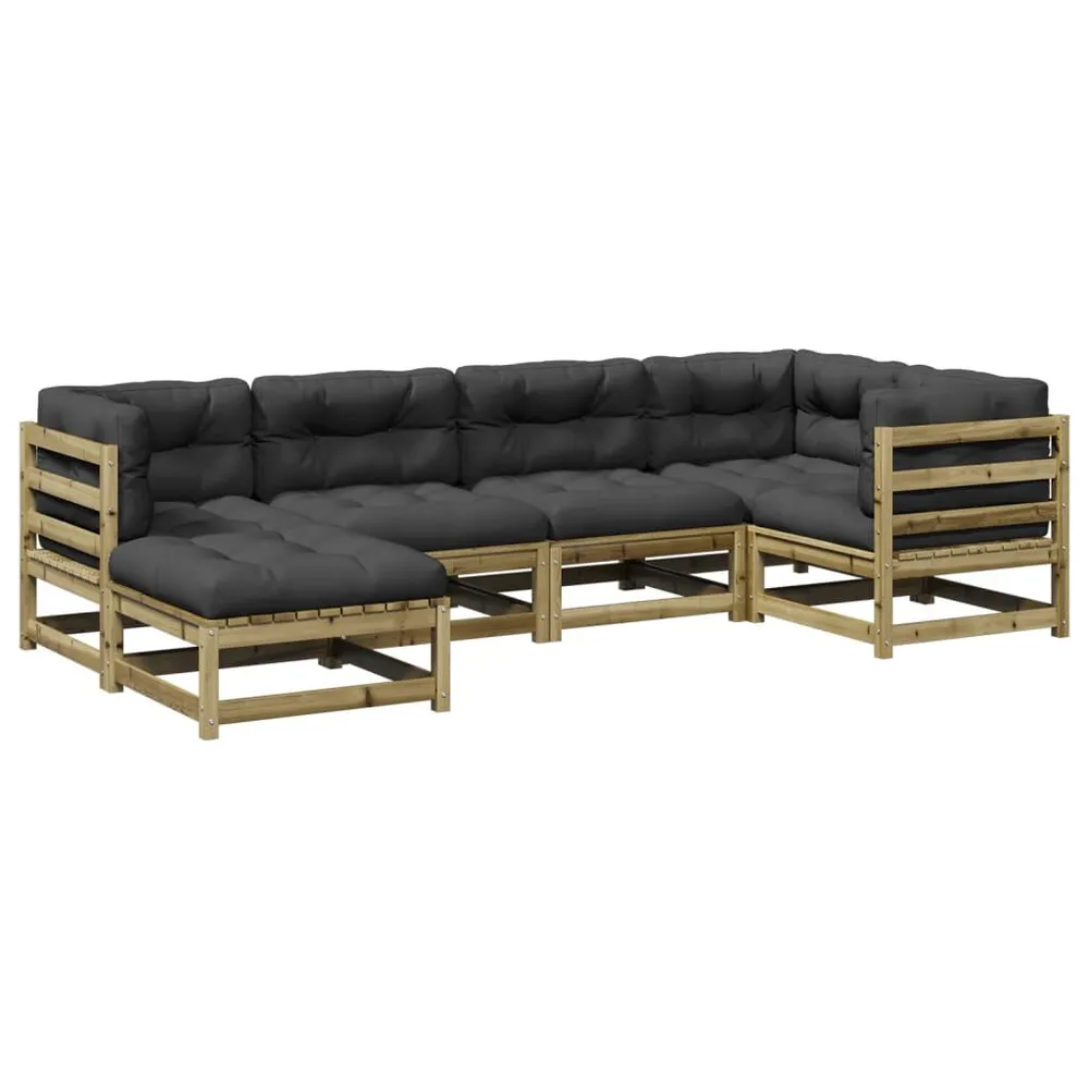 Organizador para RV 6 pcs conjunto sofás de jardim com almofadões pinho impregnado