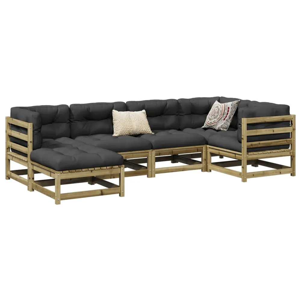 Organizador para RV 6 pcs conjunto sofás de jardim com almofadões pinho impregnado