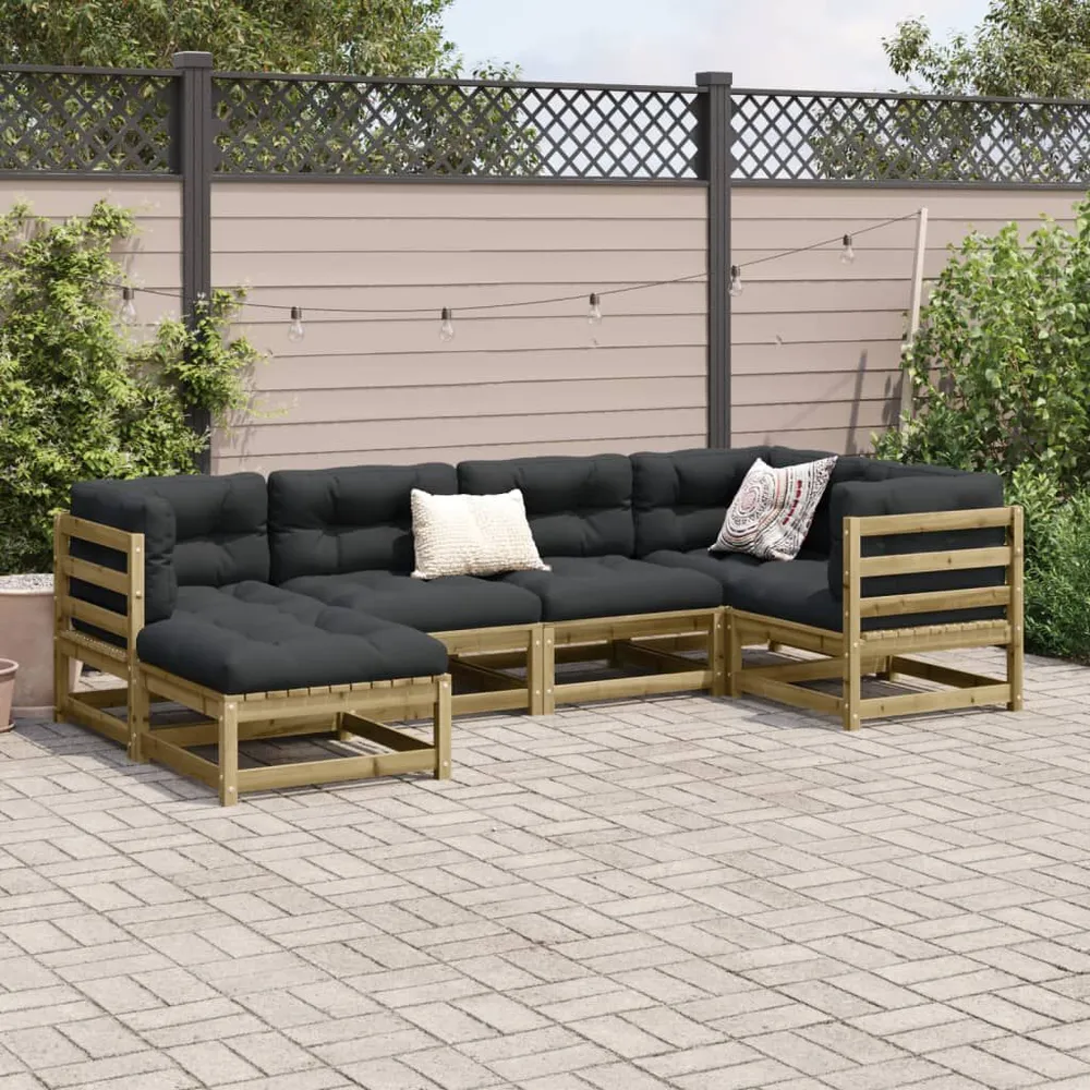 Organizador para RV 6 pcs conjunto sofás de jardim com almofadões pinho impregnado