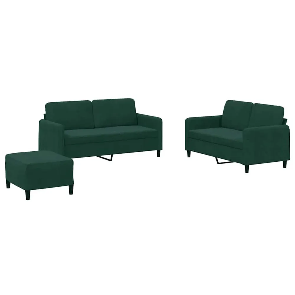 Organizador para RV 3 pcs conjunto de sofás veludo verde-escuro