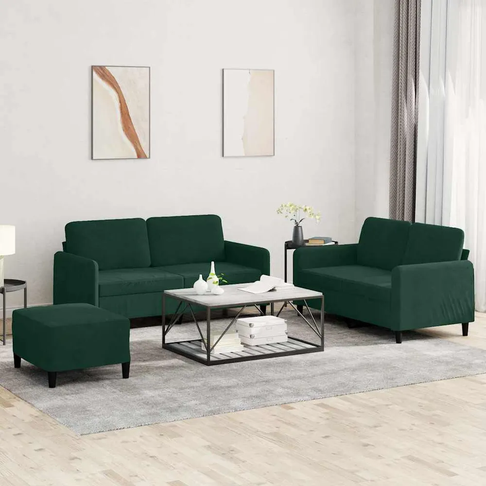 Organizador para RV 3 pcs conjunto de sofás veludo verde-escuro