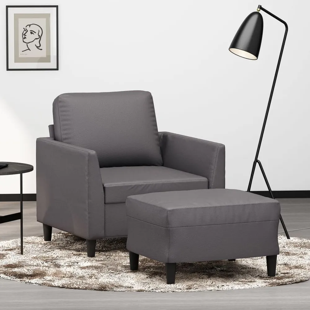 Organizador para RV Poltrona com apoio de pés couro artificial 60 cm cinzento