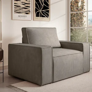 Organizador para RV Poltrona em veludo canelado taupe de estilo design AMELIA