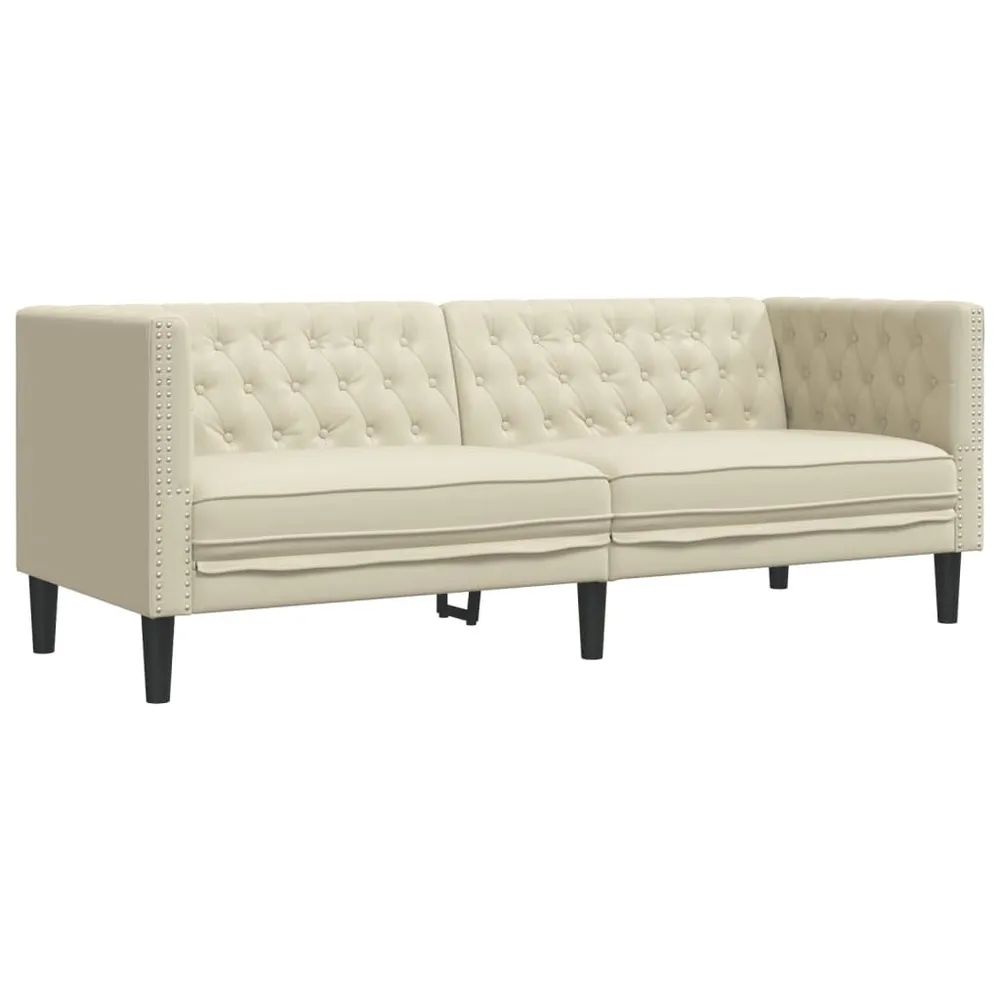 3 pcs conjunto de sofás chesterfield couro artificial creme para Organização