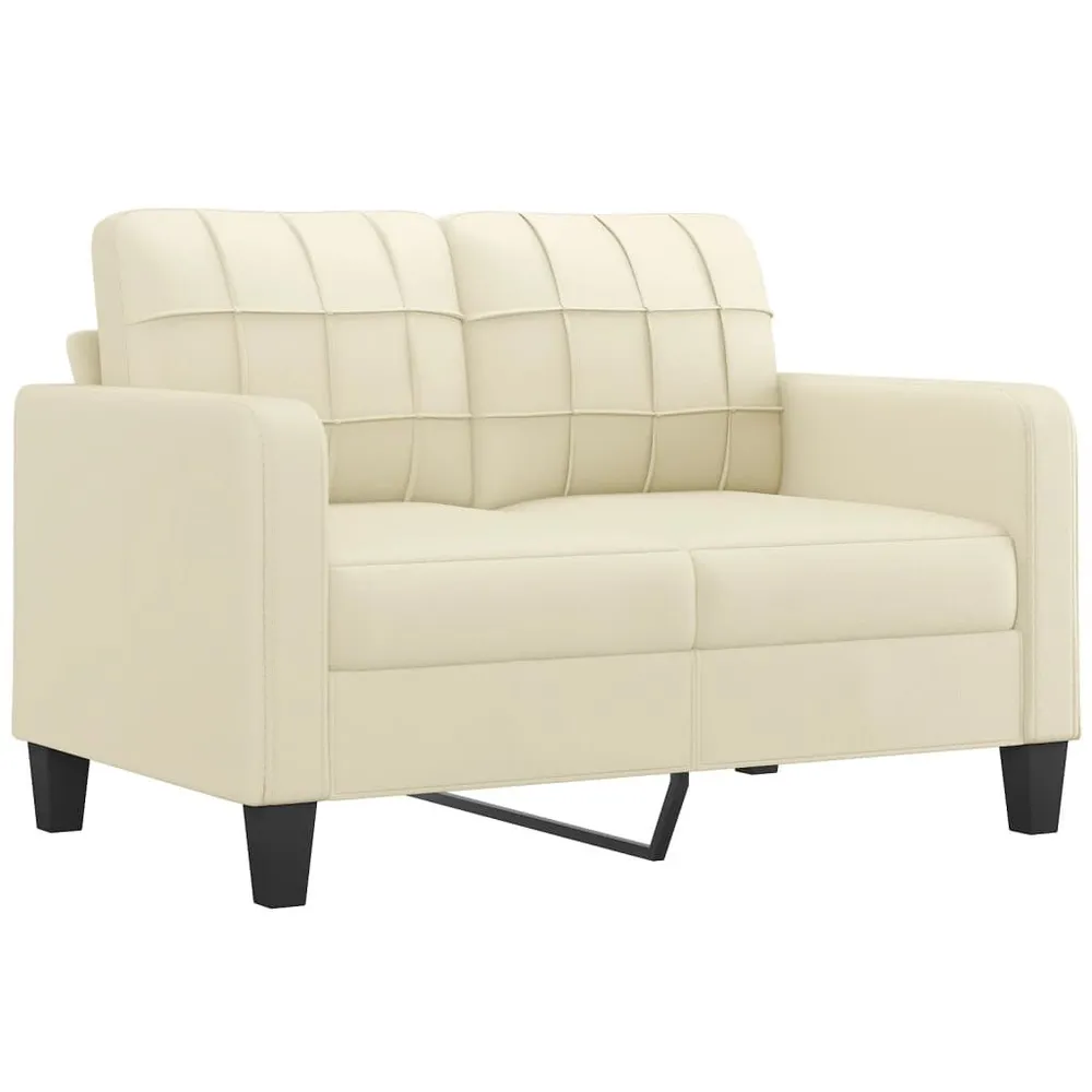 3 pcs conjunto de sofás com almofadas couro artificial creme (Kit Completo)