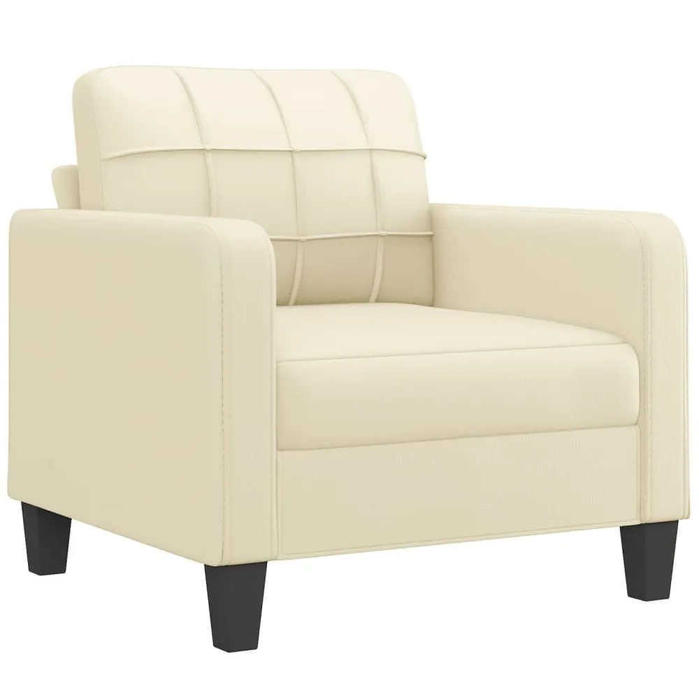 3 pcs conjunto de sofás com almofadas couro artificial creme (Kit Completo)