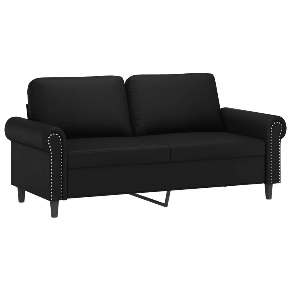 3 pcs conjunto de sofás com almofadas couro artificial preto com Fixação Magnética