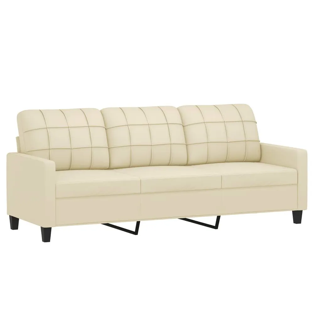2 pcs conjunto de sofás com almofadas couro artificial creme (Kit Completo)
