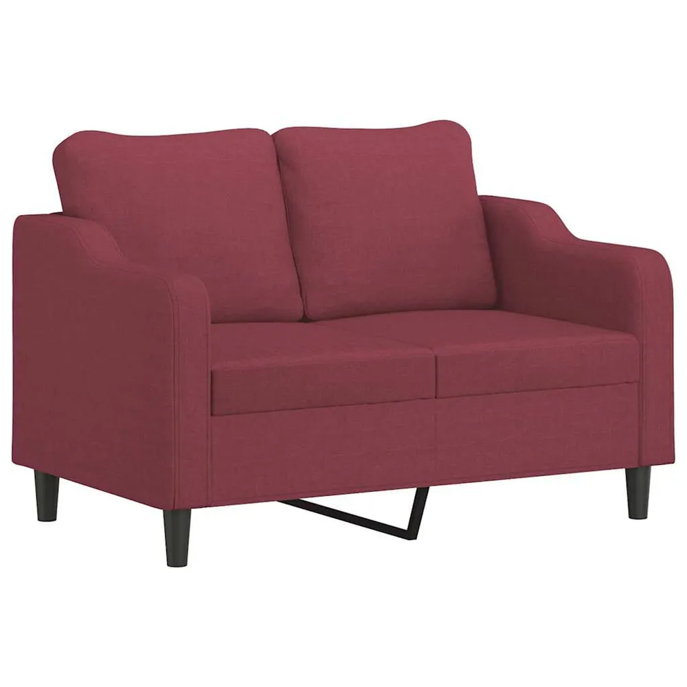 3 pcs conjunto de sofás com almofadas tecido vermelho-tinto com Luz LED Integrada