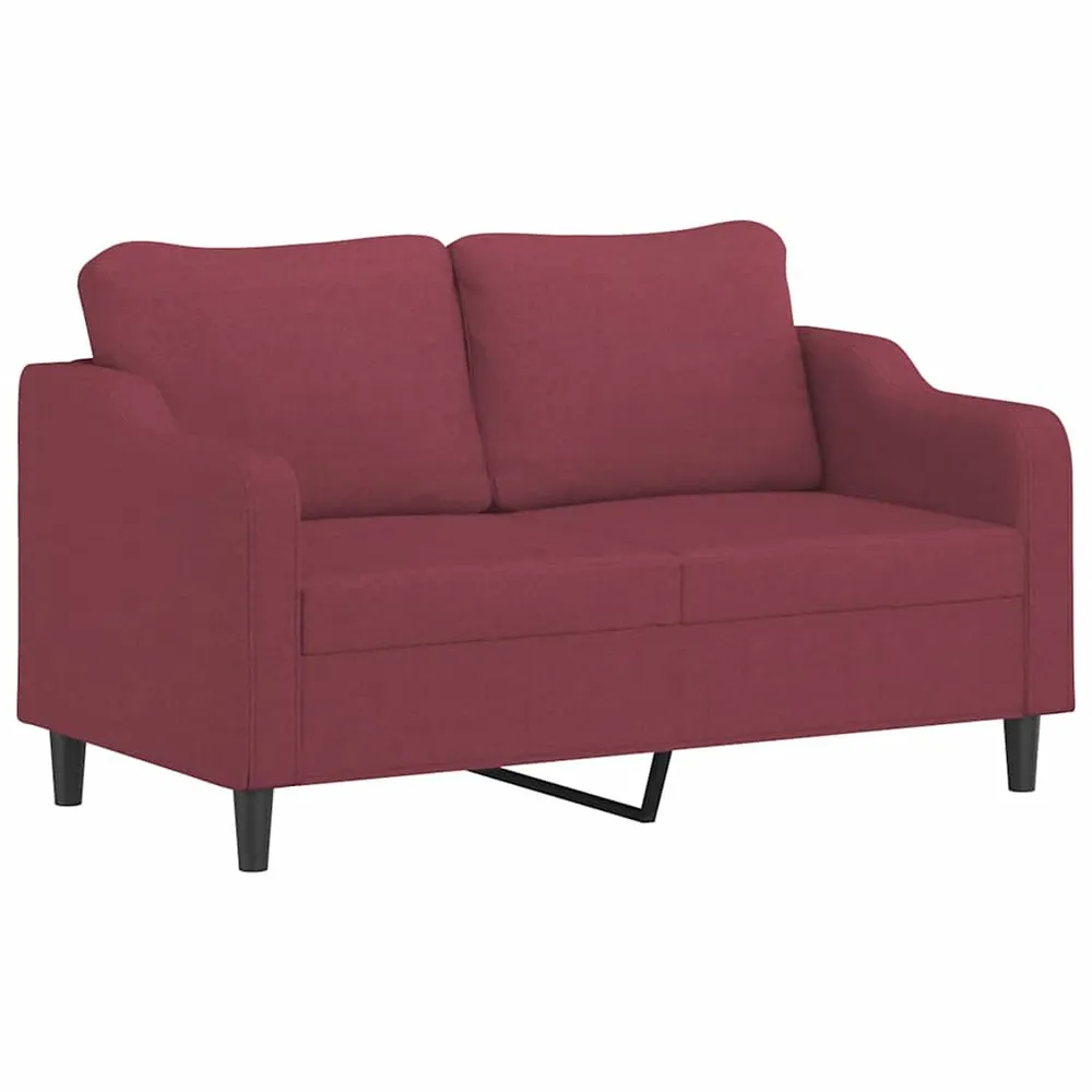 3 pcs conjunto de sofás com almofadas tecido vermelho-tinto com Luz LED Integrada