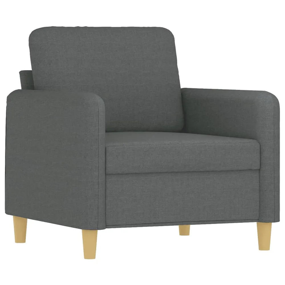 3 pcs conjunto de sofás com almofadas tecido cinzento-escuro com Tecido Resistente