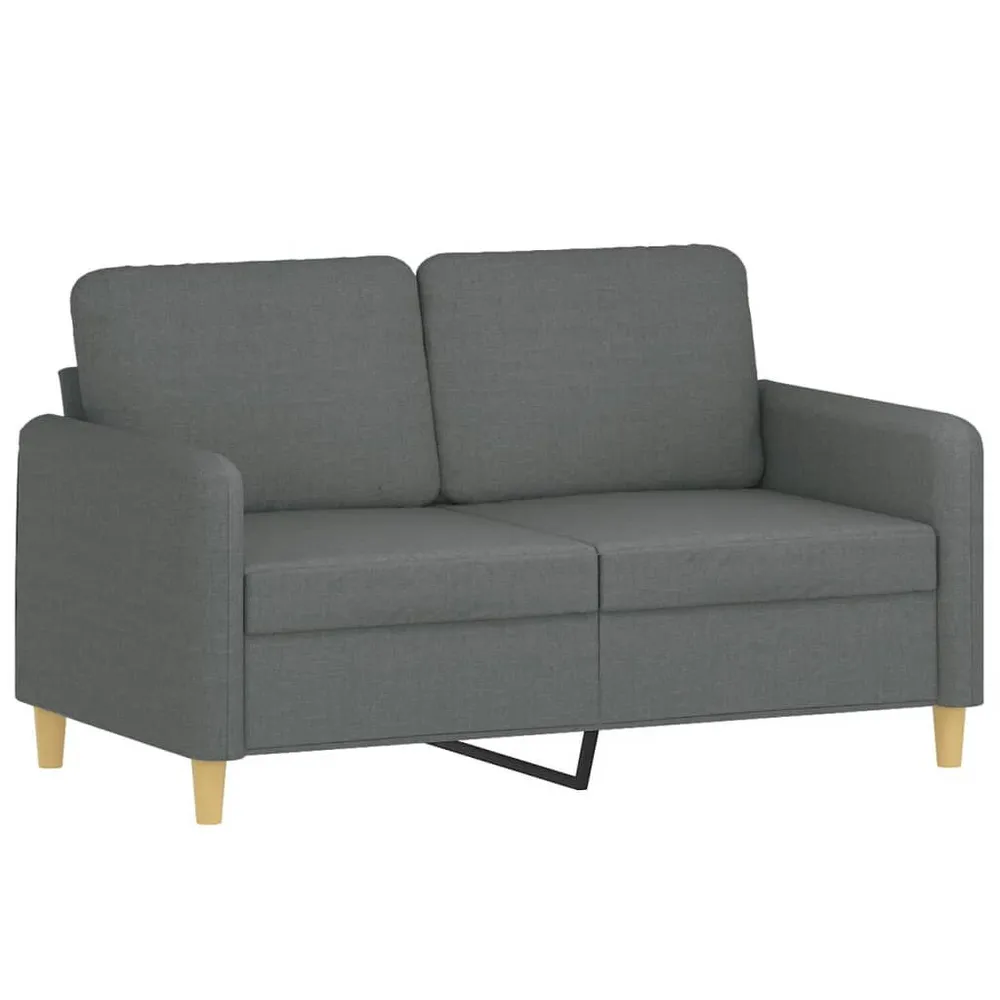 3 pcs conjunto de sofás com almofadas tecido cinzento-escuro com Tecido Resistente