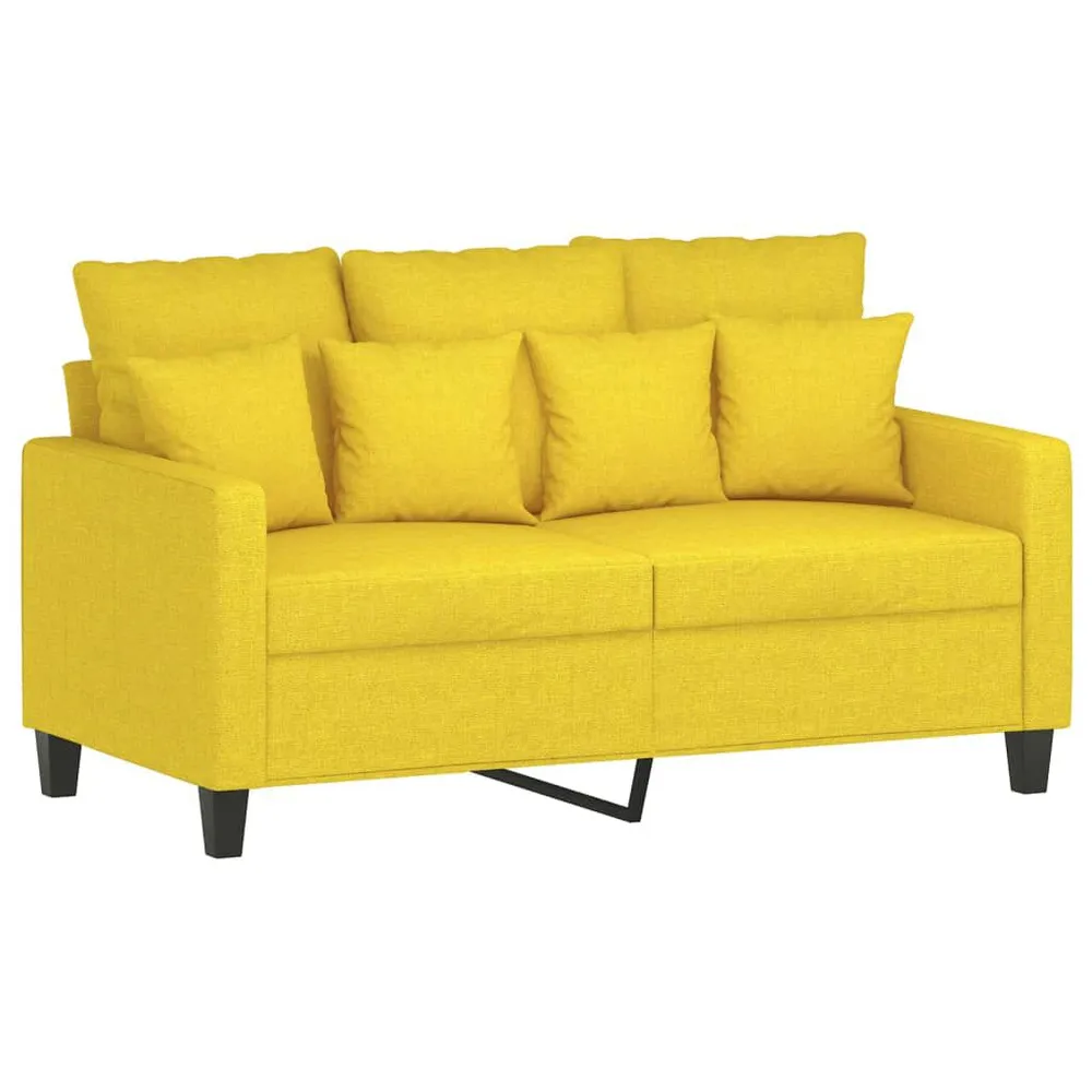 3 pcs conjunto de sofás com almofadas tecido amarelo-claro com 6 Ganchos Incluídos