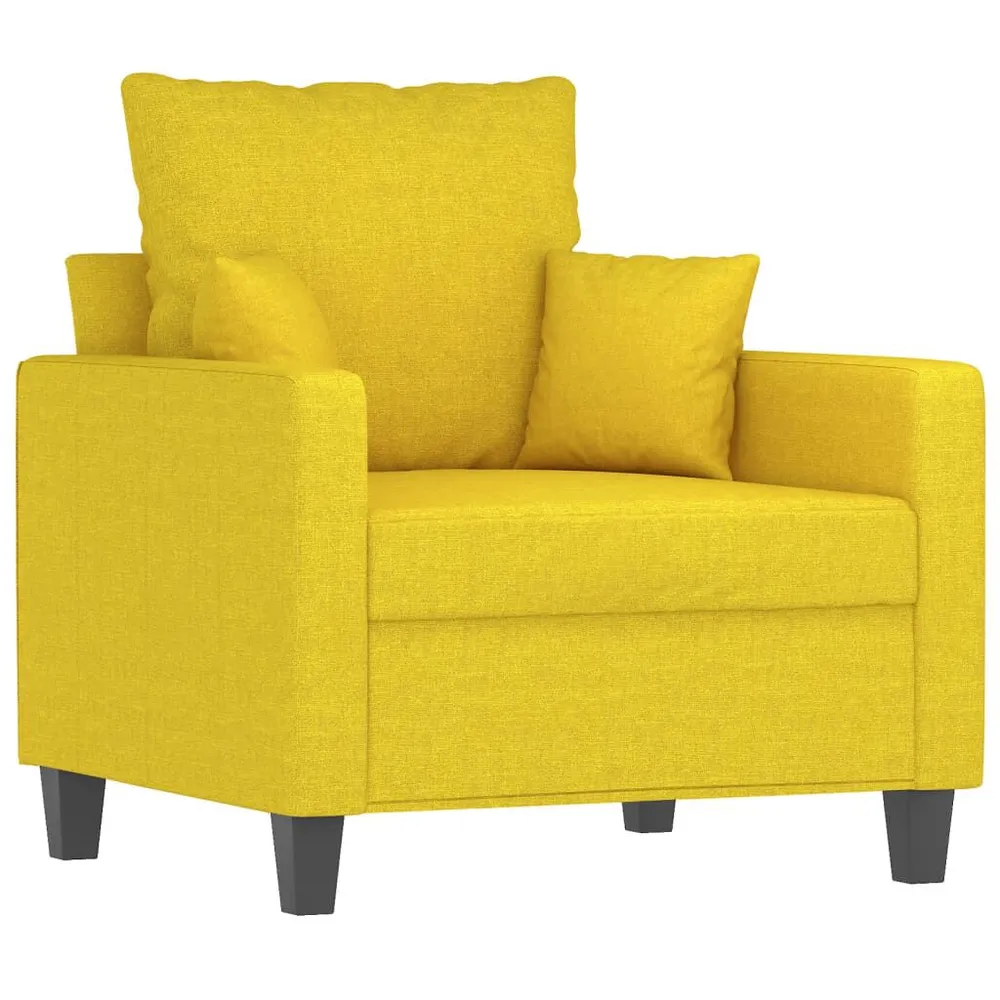 3 pcs conjunto de sofás com almofadas tecido amarelo-claro com 6 Ganchos Incluídos