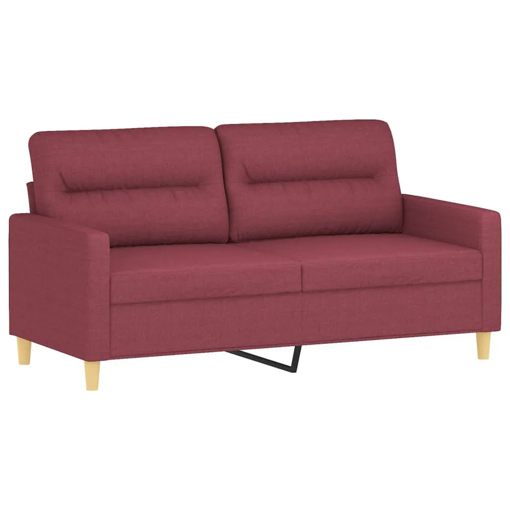 2 pcs conjunto de sofás com almofadas tecido vermelho-tinto com Luz LED Integrada