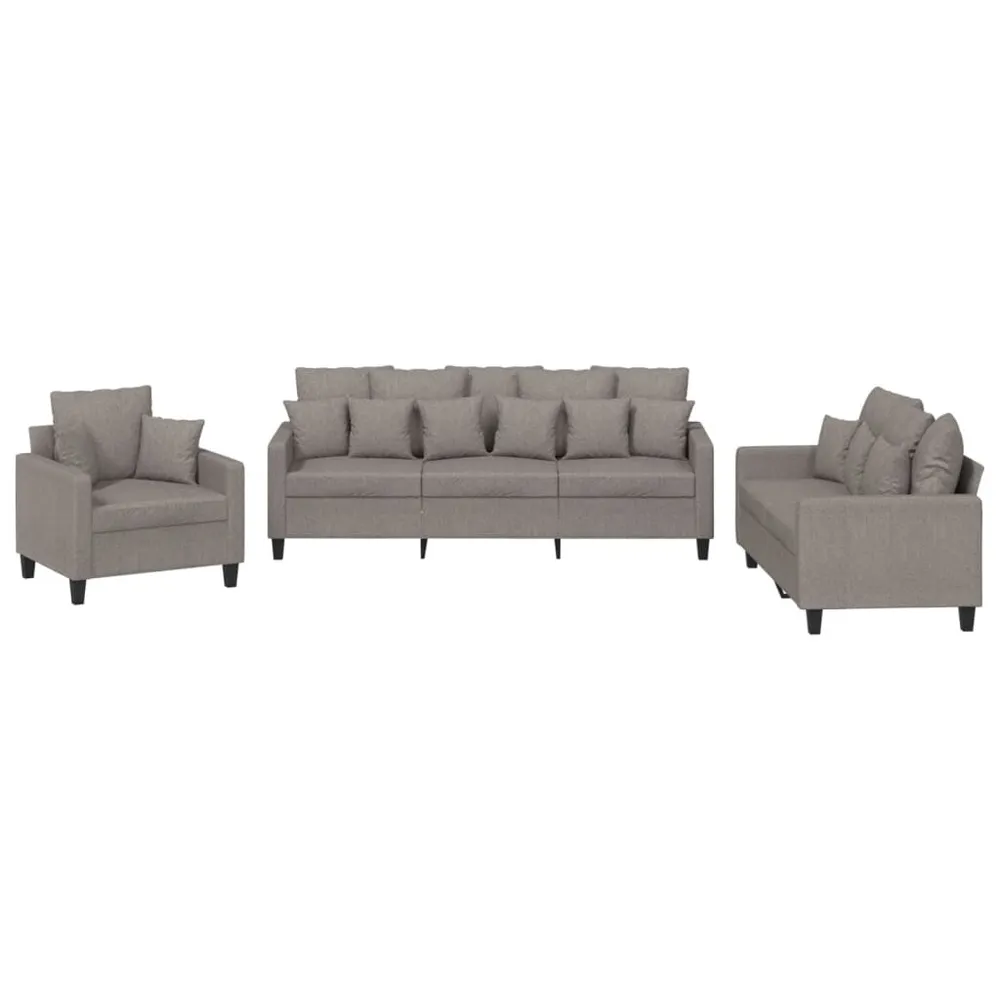 3 pcs conjunto de sofás com almofadas tecido cinza-acastanhado - Compatibilidade Garantida