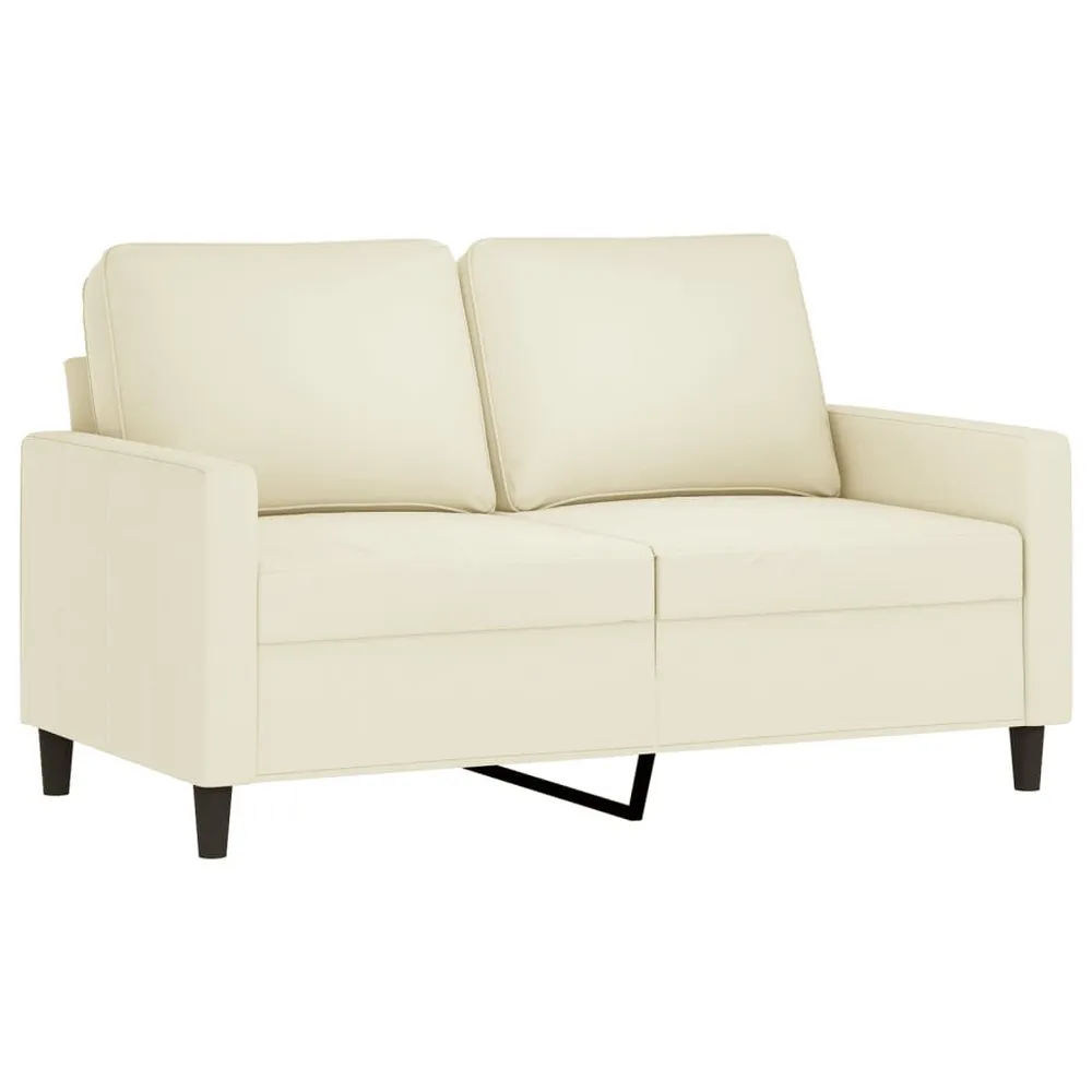 3 pcs conjunto de sofás com almofadas veludo cor creme com Fita Autocolante
