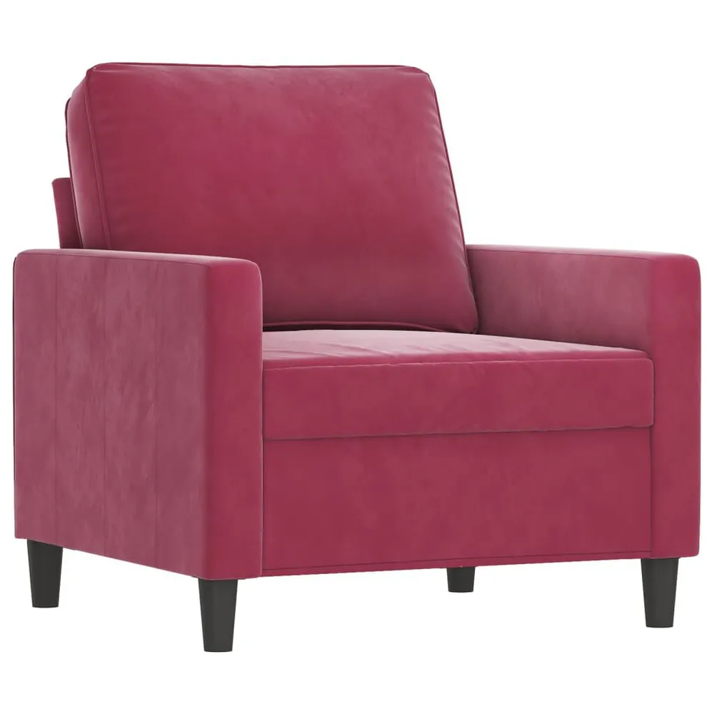 3 pcs conjunto de sofás com almofadas veludo vermelho-tinto em Madeira Compensada