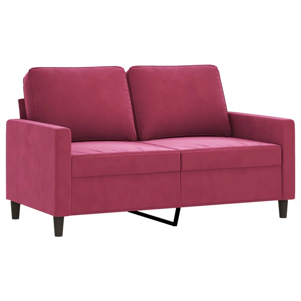 3 pcs conjunto de sofás com almofadas veludo vermelho-tinto em Madeira Compensada
