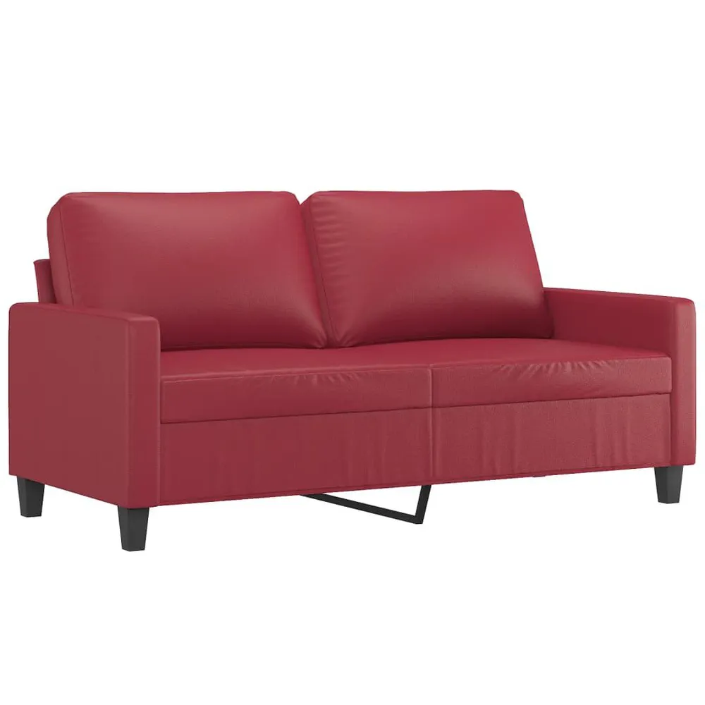 2 pcs conjunto sofás com almofadões couro artif. vermelho tinto com Fita Autocolante